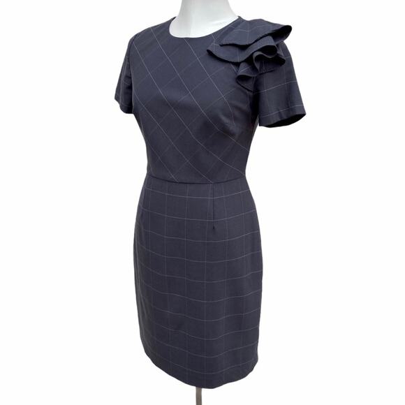 Banana Republic Windowpane Ruffle Shoulder Dress - Picture 4 of 12